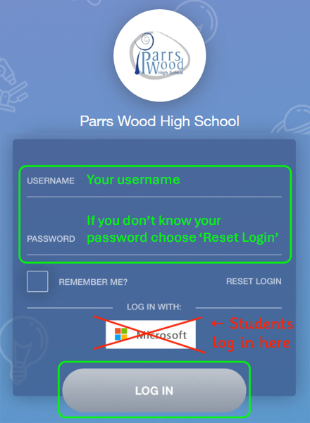 Edulink One login screen